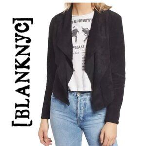 BLANK NYC JACKET COCO FAUX BLACK SUEDE SZ M OPEN FRONT ROCK GRUNGE GOTHCORE